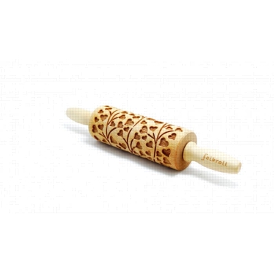  WOODEN ROLLING PIN WITH SPRING HEART DECORATION