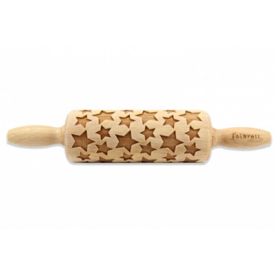 WOODEN ROLLING PIN WITH STARS DECORATION